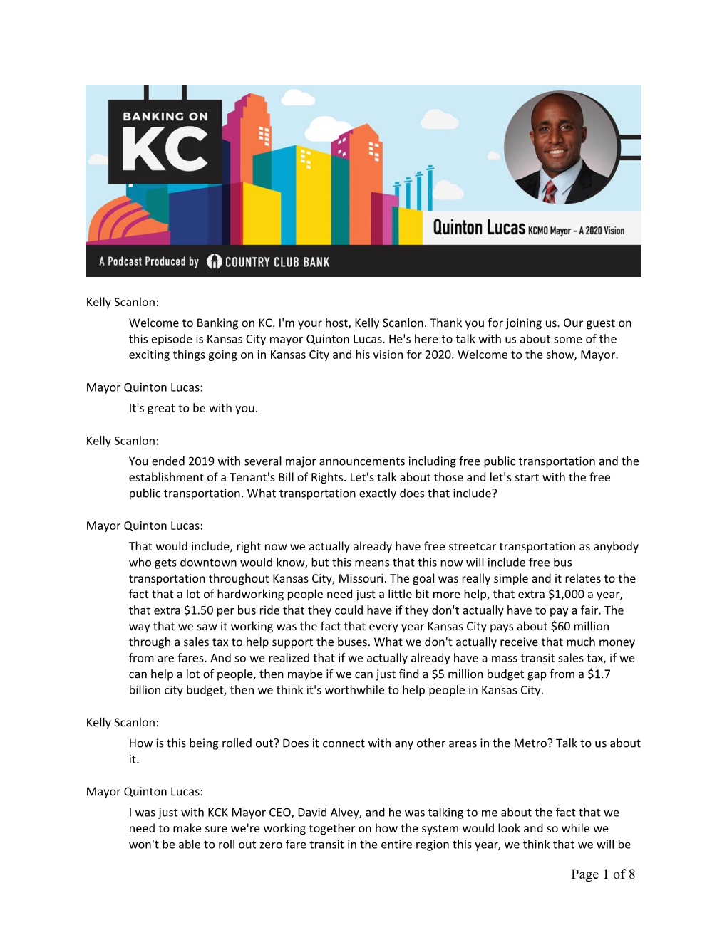 Banking on KC – KCMO Mayor Quinton Lucas