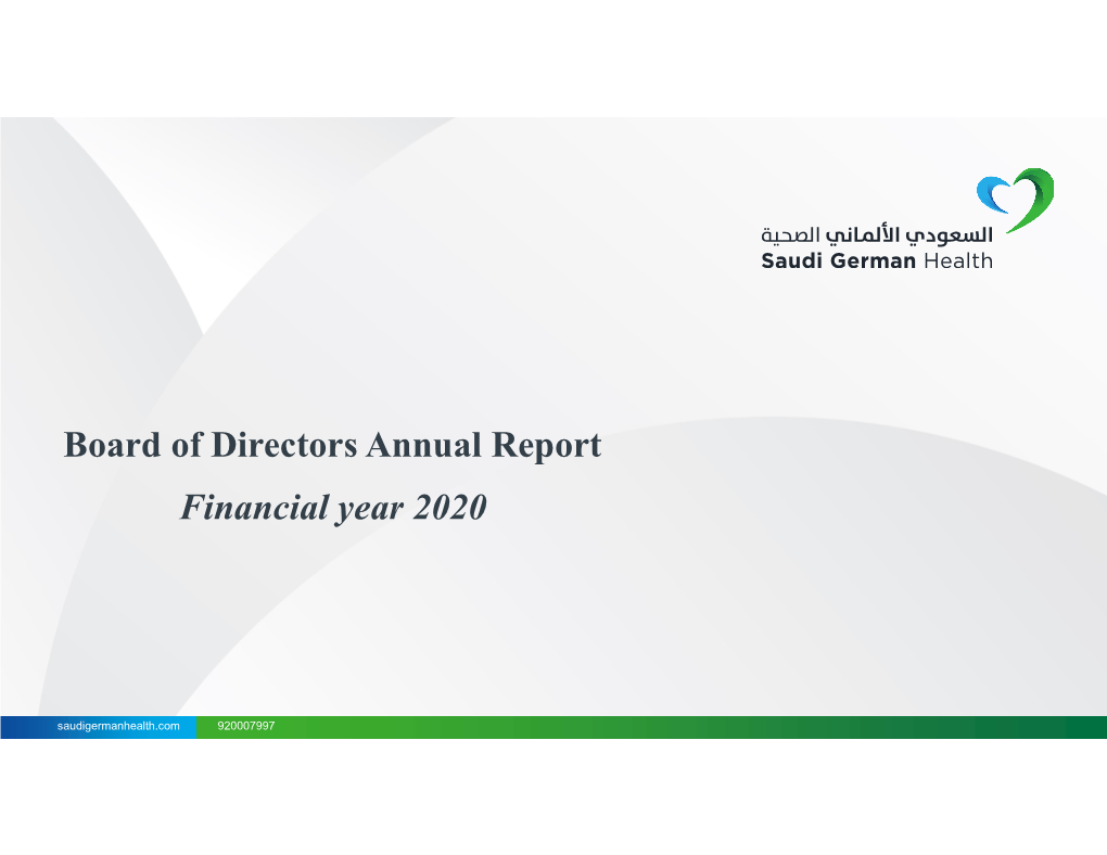 Board of Directors Annual Report Financial Year 2020