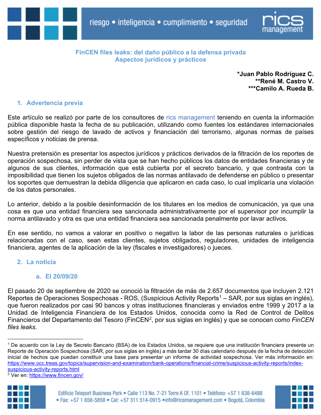 Fincen Files Leaks: Del Daño Público a La Defensa Privada Aspectos Jurídicos Y Prácticos