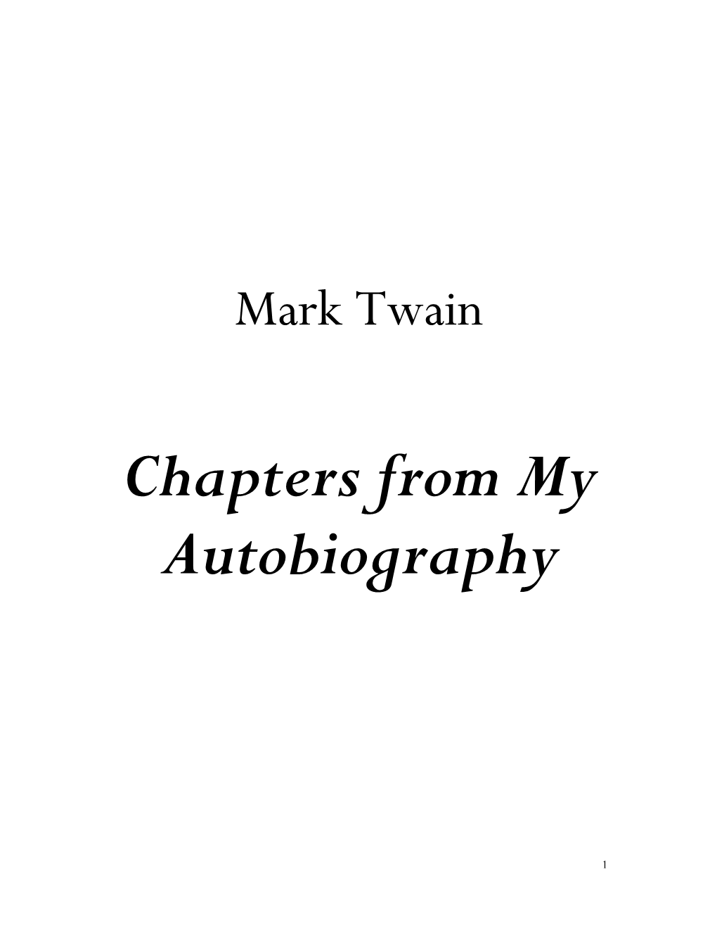 Chapters from My Autobiography