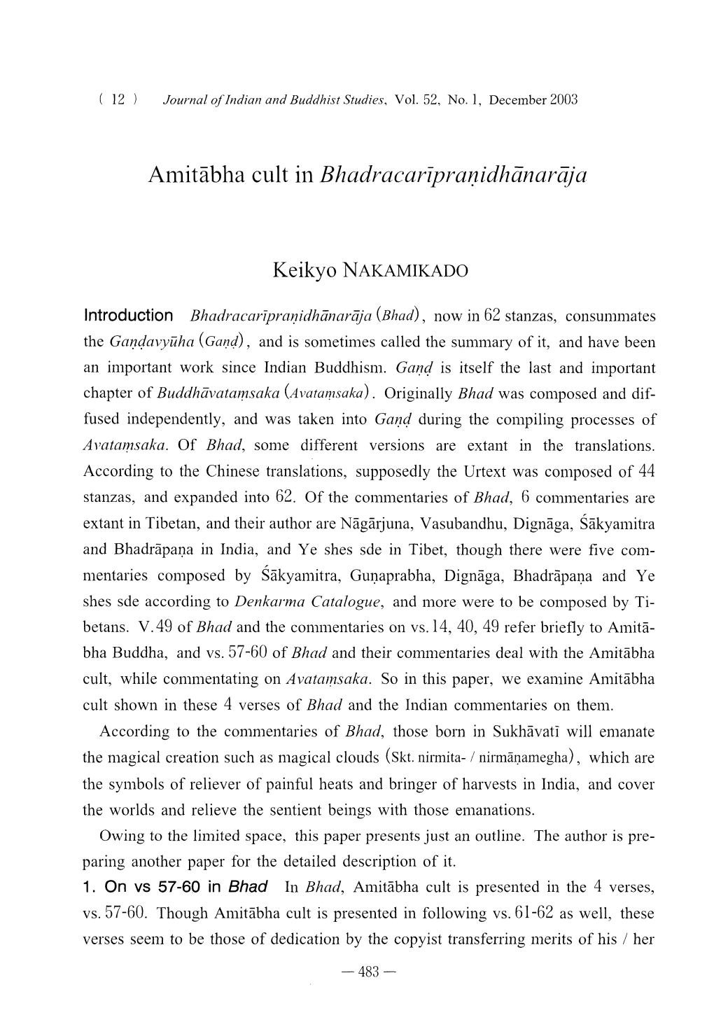 Amitabha Cult in Bliadracaripranidhanaraja