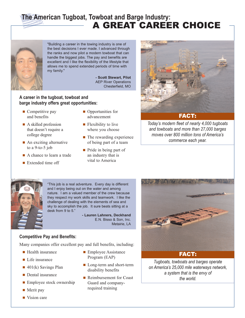 The American Tugboat, Towboat and Barge Industry: a GREAT CAREER CHOICE