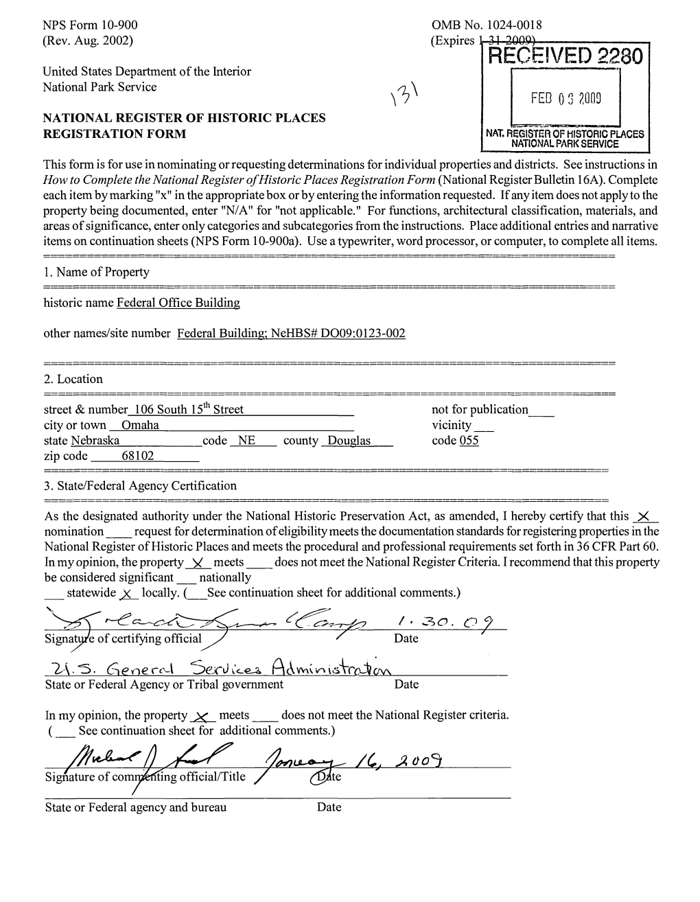 Fed 032009 National Register of Historic Places Registration Form Nat