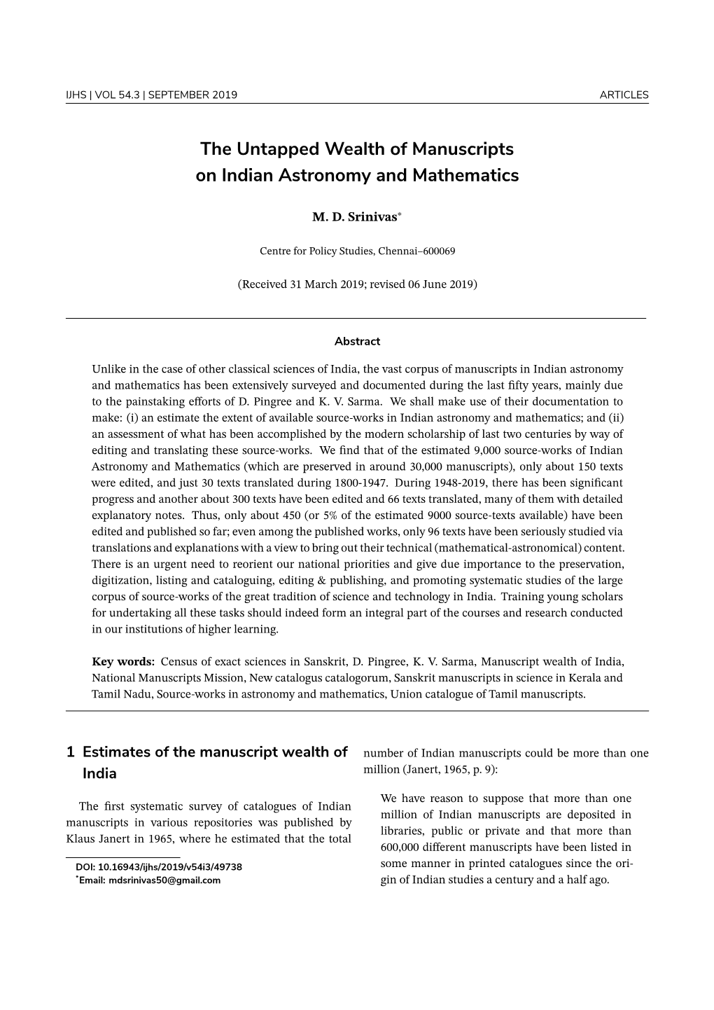 The Untapped Wealth of Manuscripts on Indian Astronomy and Mathematics