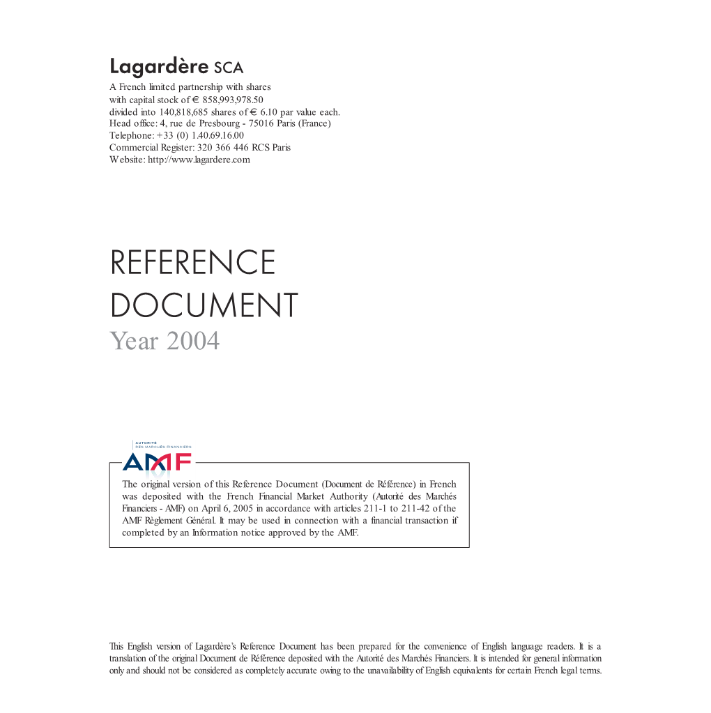 Download the 2004 Reference Document (Pdf