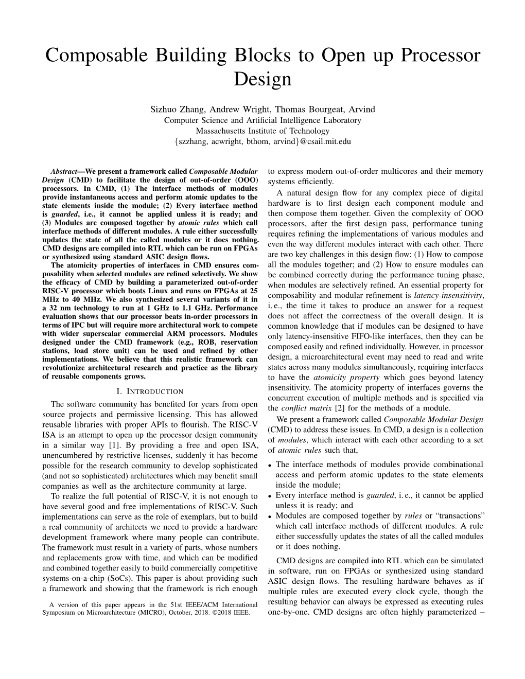 Composable Building Blocks to Open up Processor Design