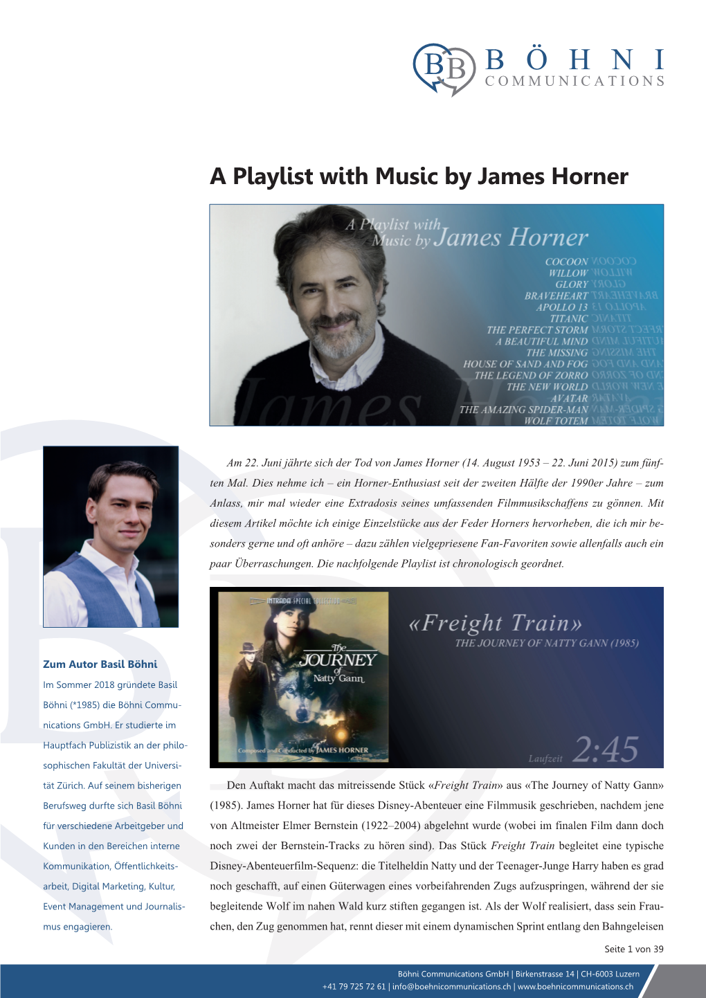 A Playlist with Music by James Horner