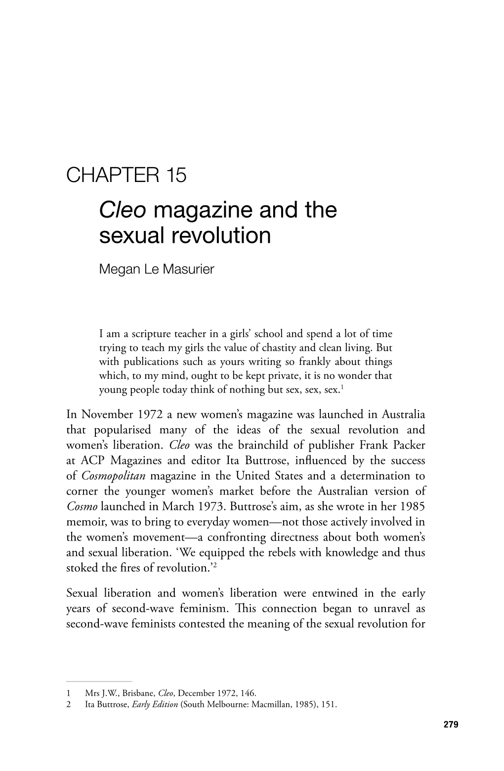 Cleo Magazine and the Sexual Revolution Megan Le Masurier