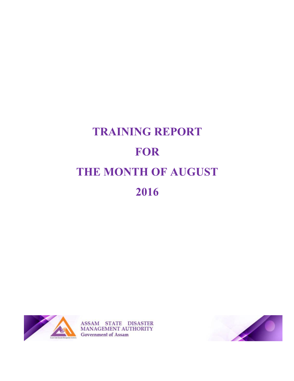 Report on Training Activities in Disaster Management (August, 2016)