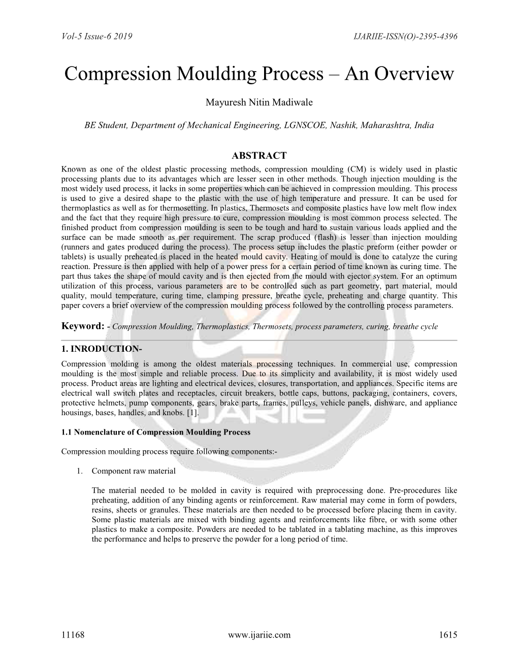 Compression Moulding Process – an Overview