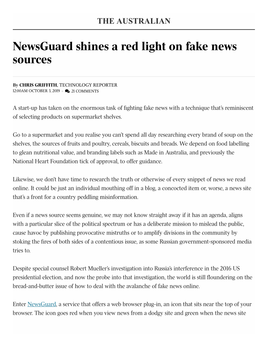 Newsguard Shines a Red Light on Fake News Sources