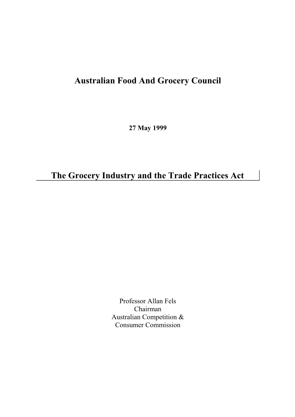 Australian Food And Grocery Council