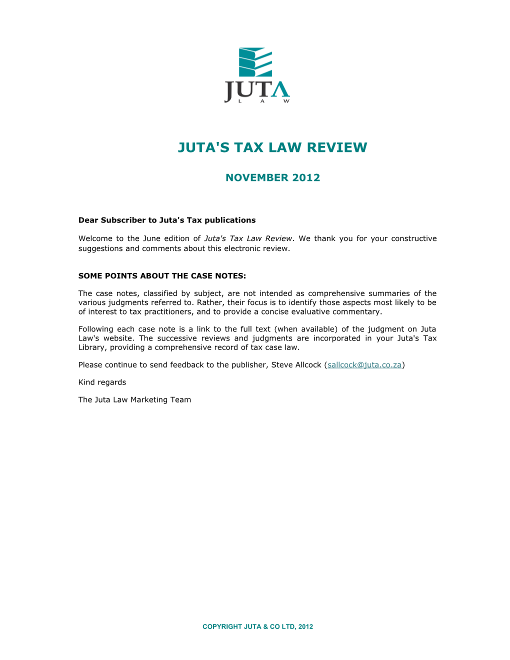 Juta's Tax Law Review