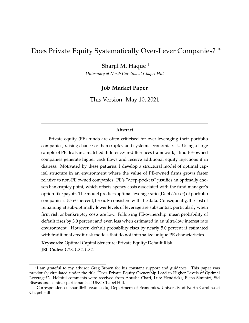 Does Private Equity Systematically Over-Lever Companies? ∗