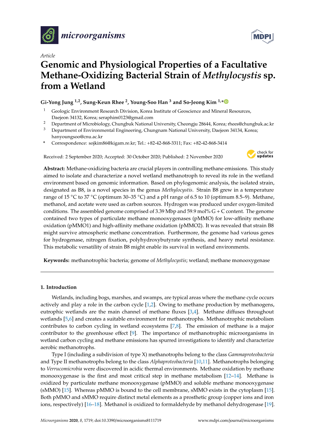 Genomic and Physiological Properties of a Facultative Methane-Oxidizing Bacterial Strain of Methylocystis Sp