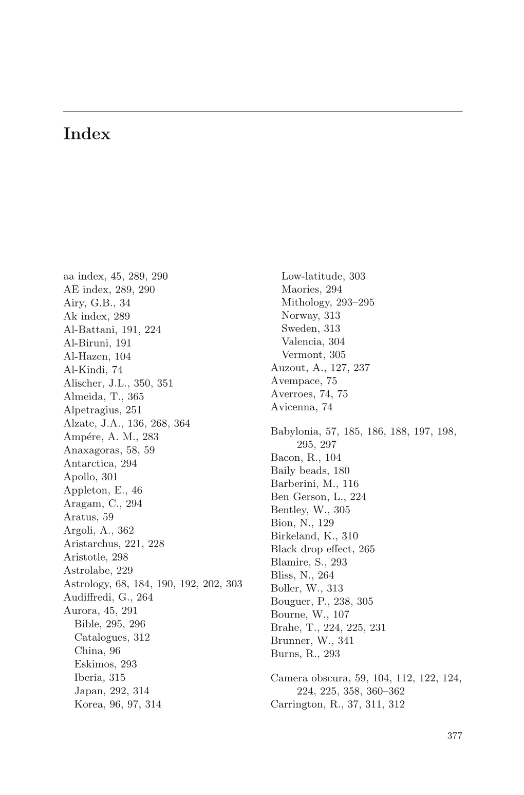 Aa Index, 45, 289, 290 AE Index, 289, 290 Airy, G.B., 34 Ak Index