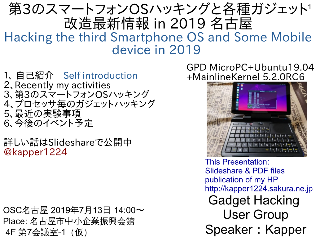 第3のスマートフォンOSハッキングと各種ガジェット 改造最新情報 in 2019