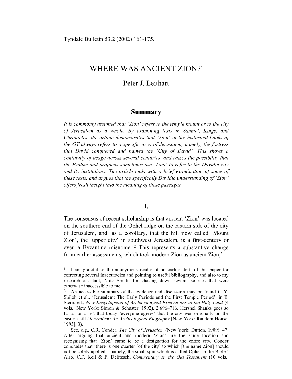 WHERE WAS ANCIENT ZION?1 Peter J