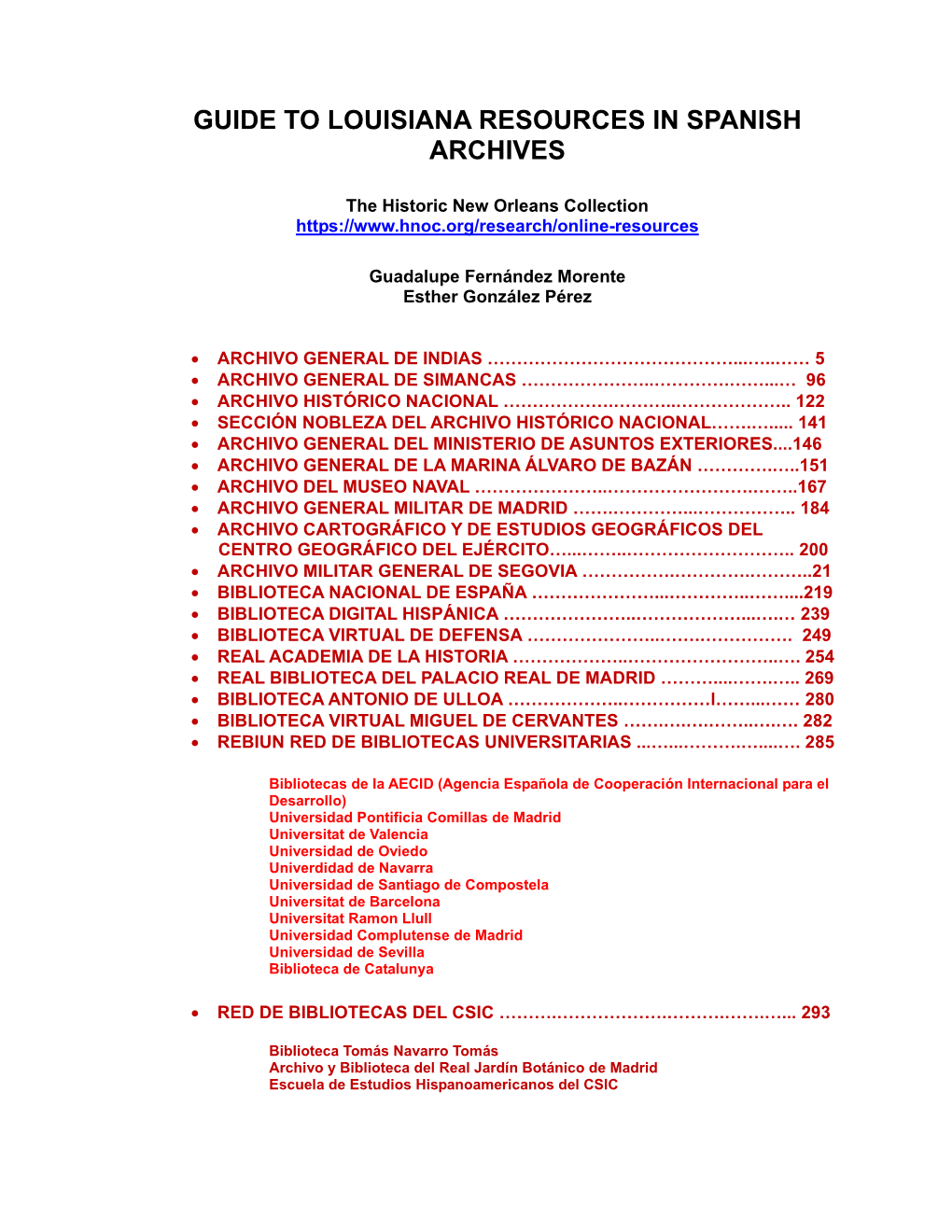 Guide to Louisiana Resources in Spanish Archives