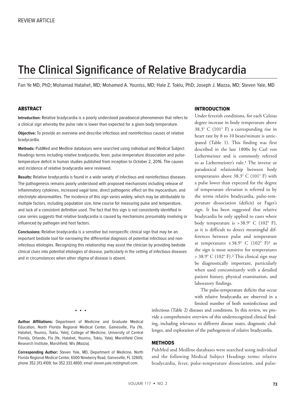 The Clinical Significance of Relative Bradycardia