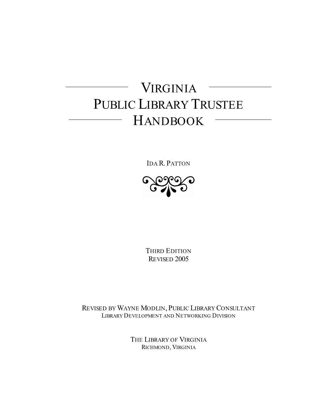 Virginia Public Library Trustee Handbook