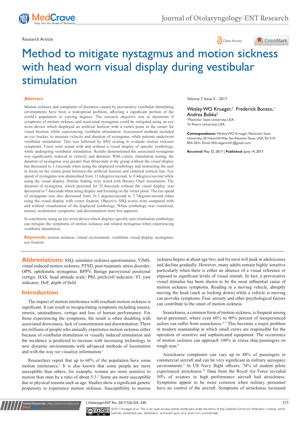 Method to Mitigate Nystagmus and Motion Sickness with Head Worn Visual Display During Vestibular Stimulation