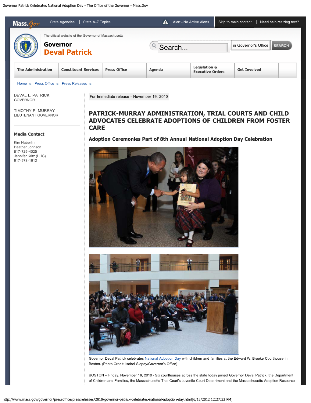 Governor Patrick Celebrates National Adoption Day - the Office of the Governor - Mass.Gov