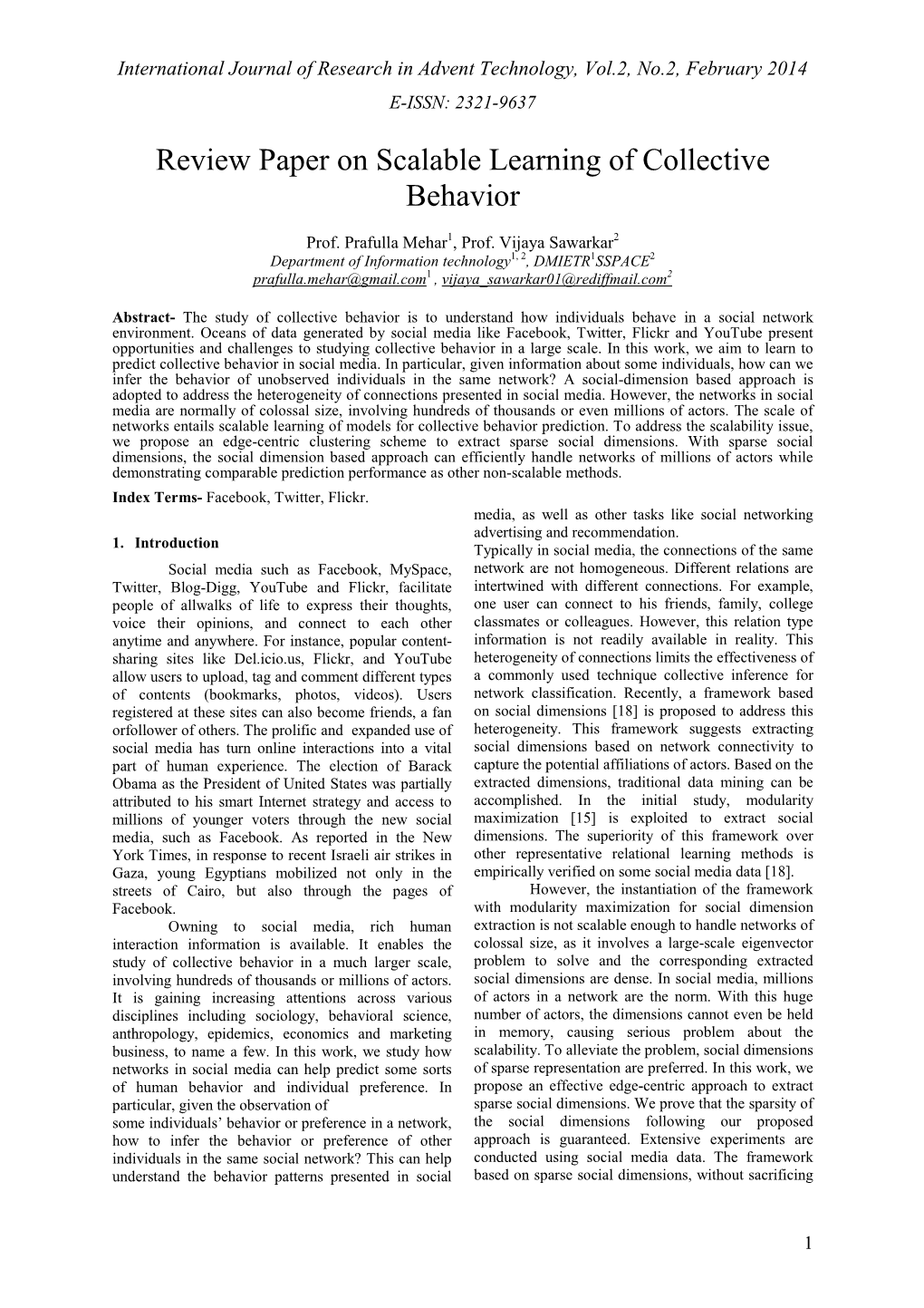 Review Paper on Scalable Learning of Collective Behavior