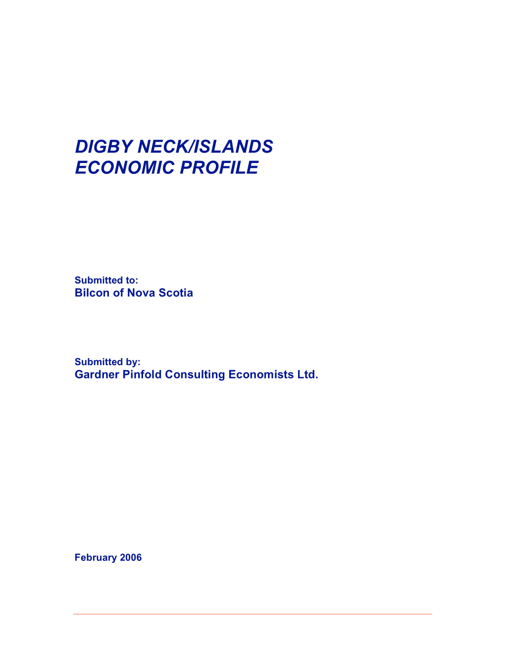 Digby Neck/Islands Economic Profile