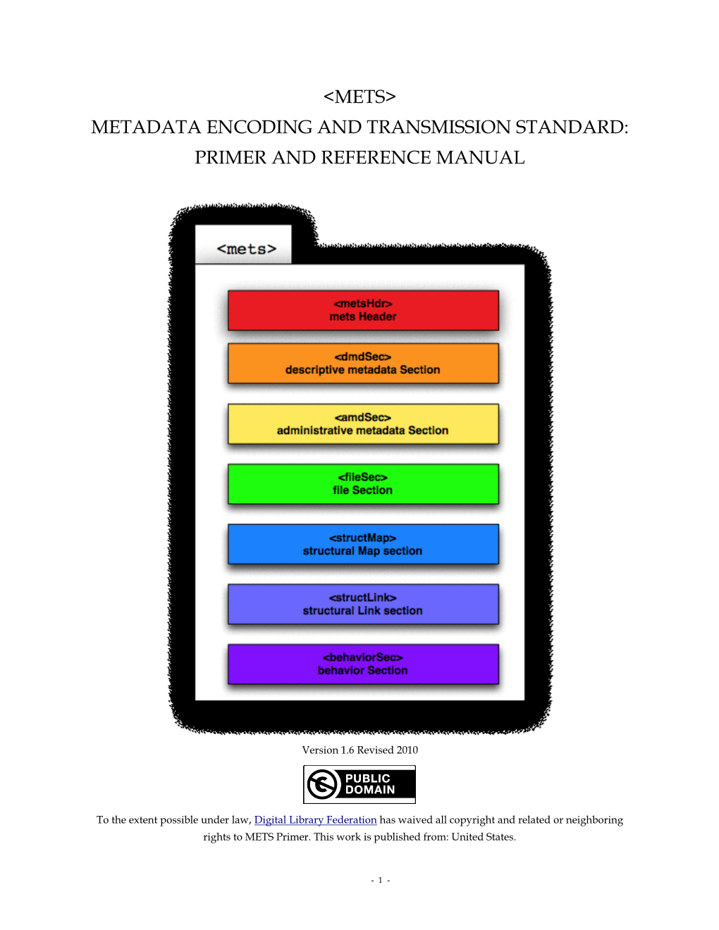 Mets> Metadata Encoding and Transmission Standard: Primer and Reference Manual