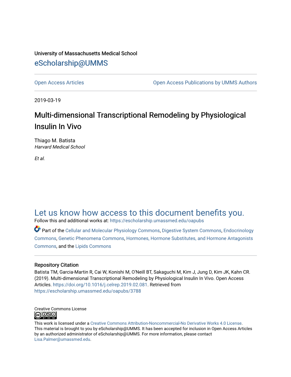 Multi-Dimensional Transcriptional Remodeling by Physiological Insulin in Vivo