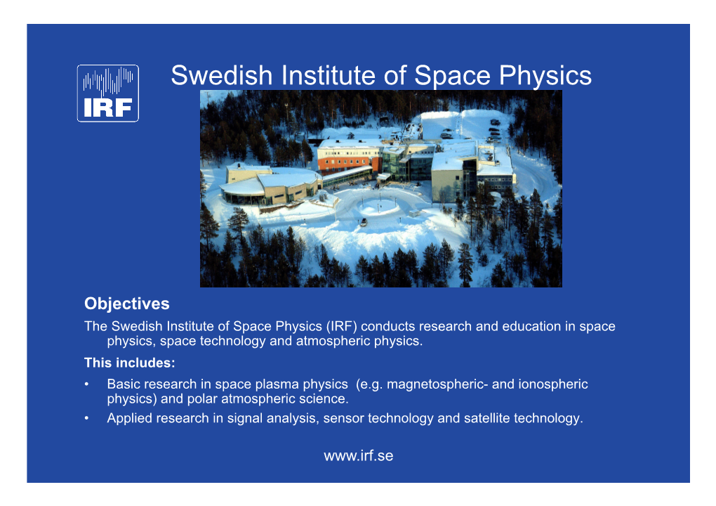 Swedish Institute of Space Physics