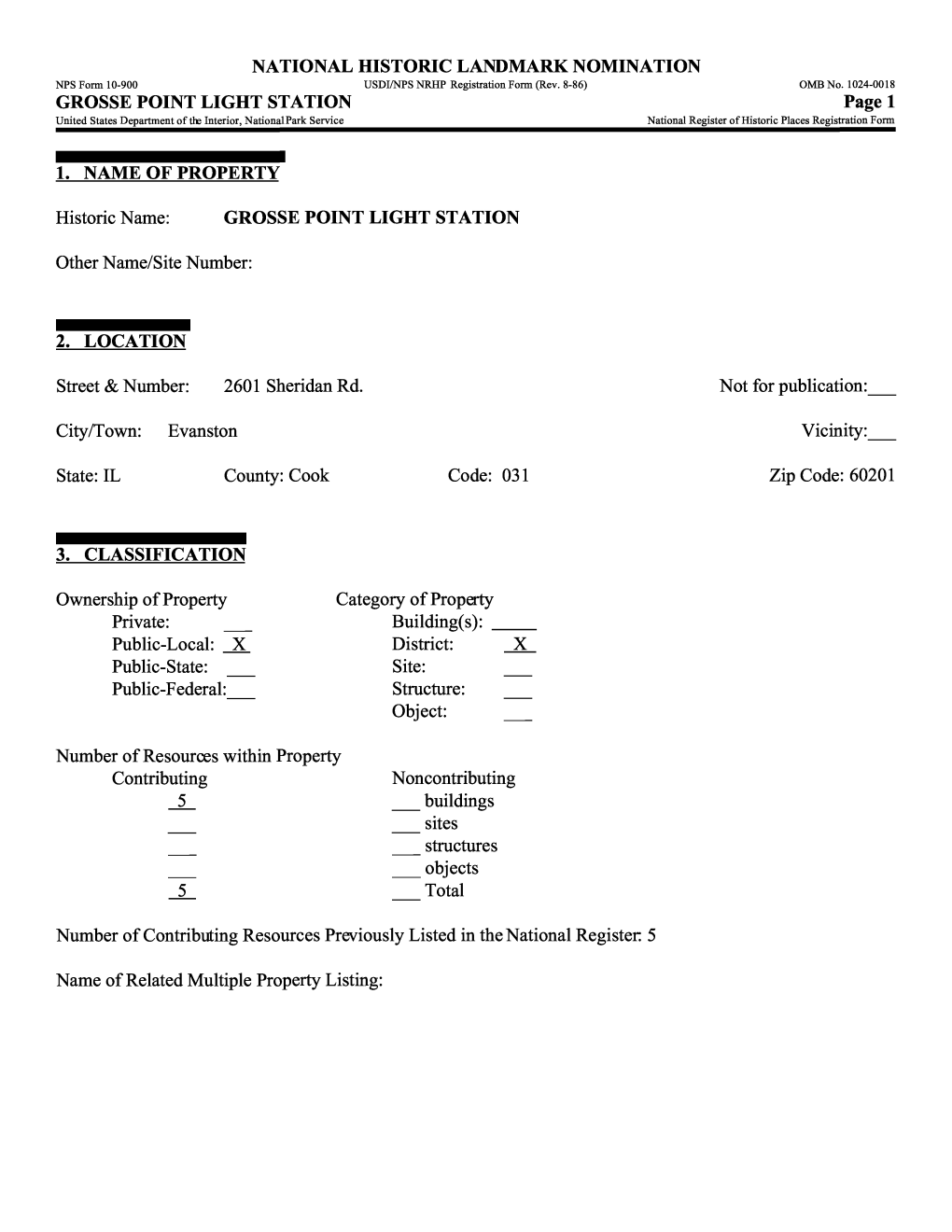 NATIONAL HISTORIC LANDMARK NOMINATION NFS Form 10-900 USDI/NPS NRHP Registration Form (Rev