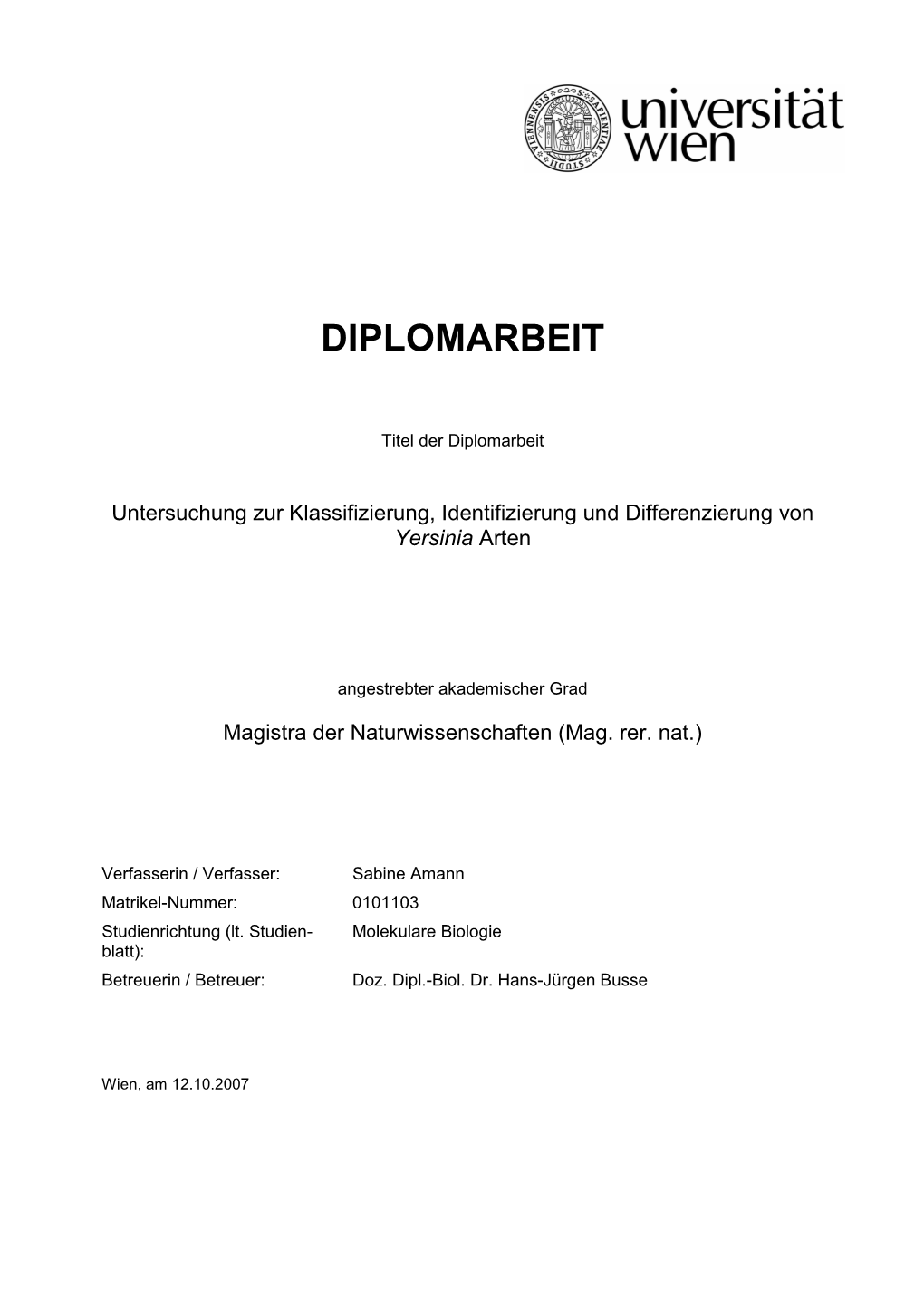 Diplomarbeit