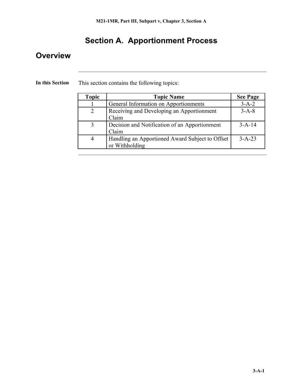 Part III, Subpart V, Chapter 3, Section A. Apportionment Process