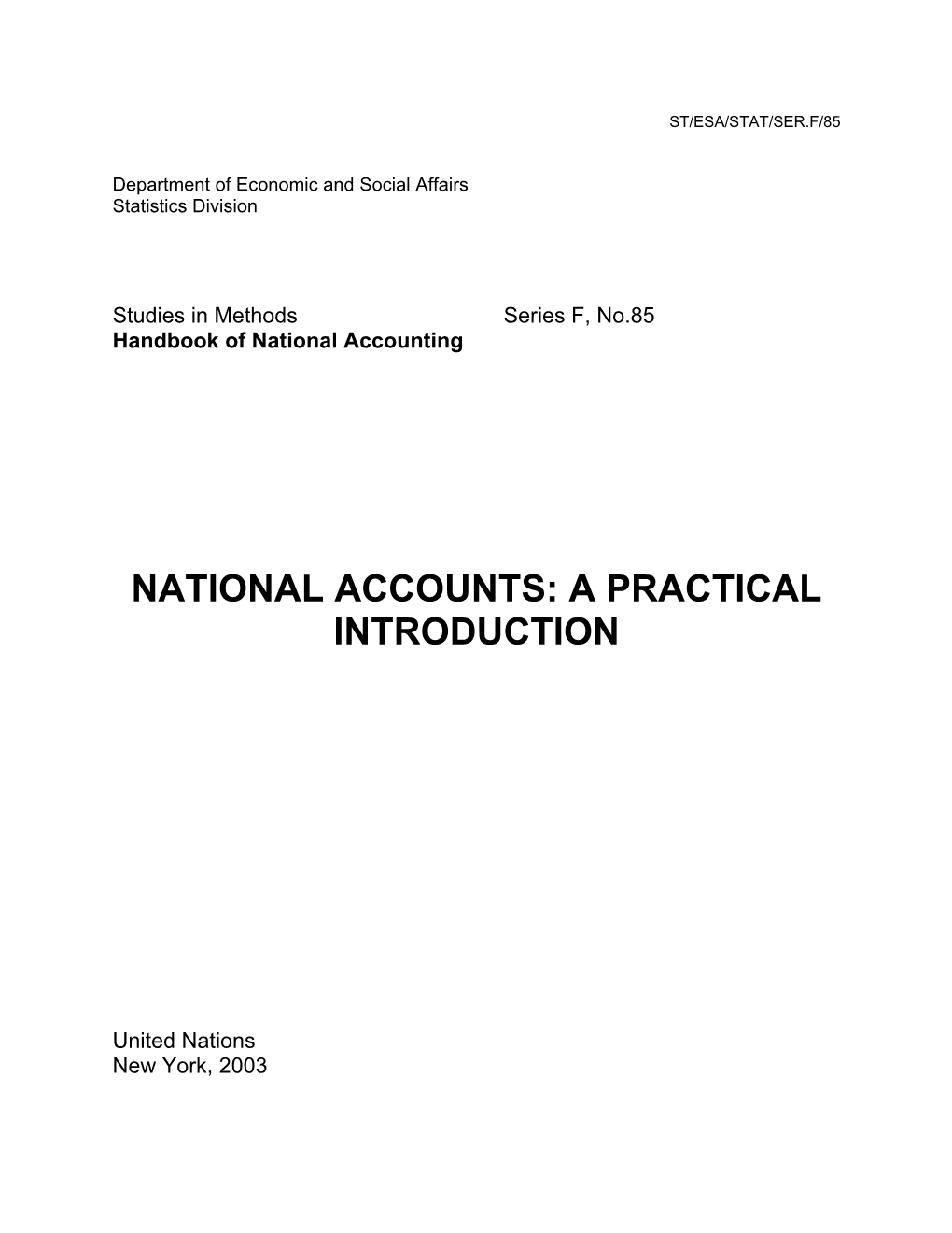 National Accounts: a Practical Introduction