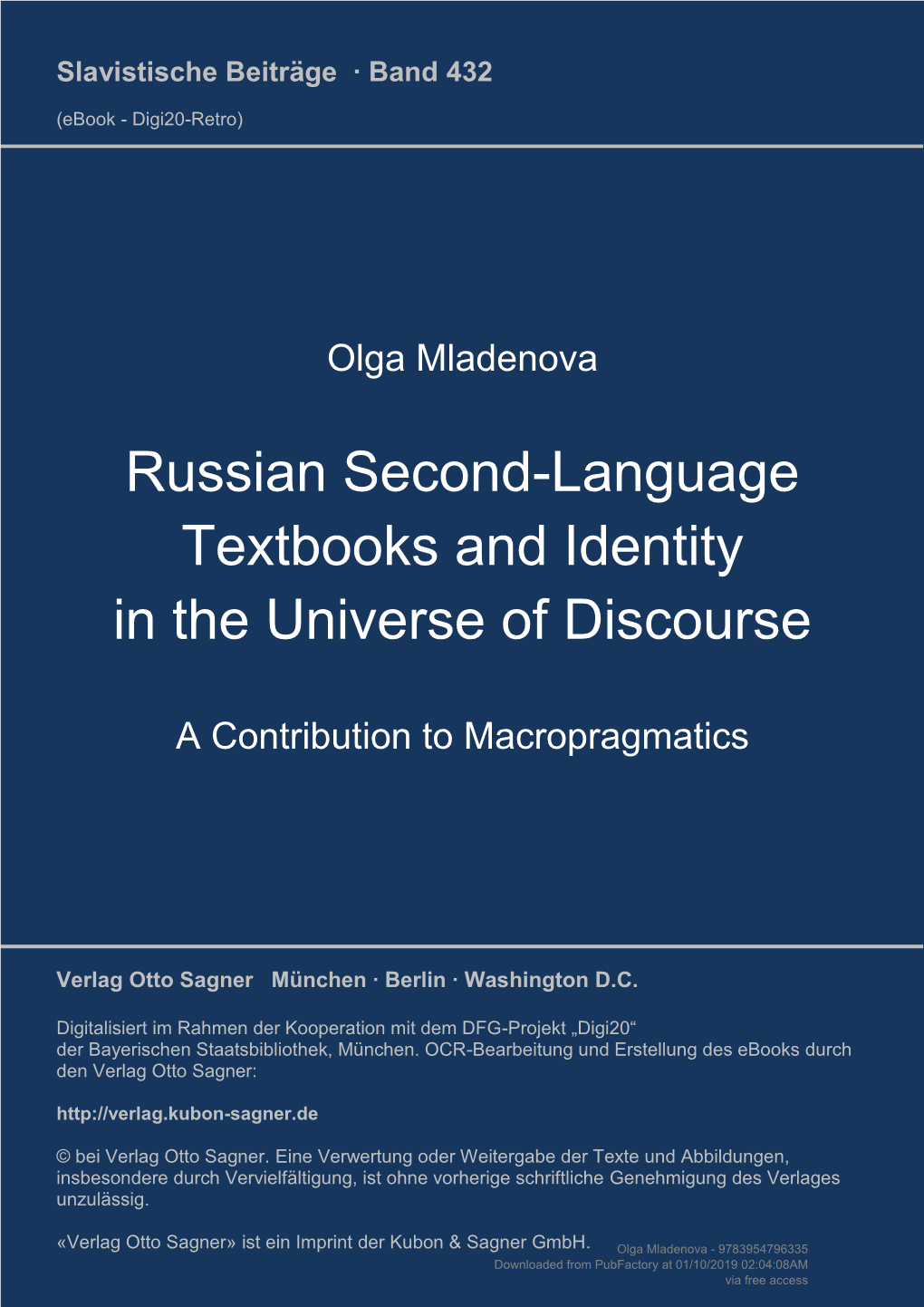 Russian Second-Language Textbooks and Identity in the Universe of Discourse