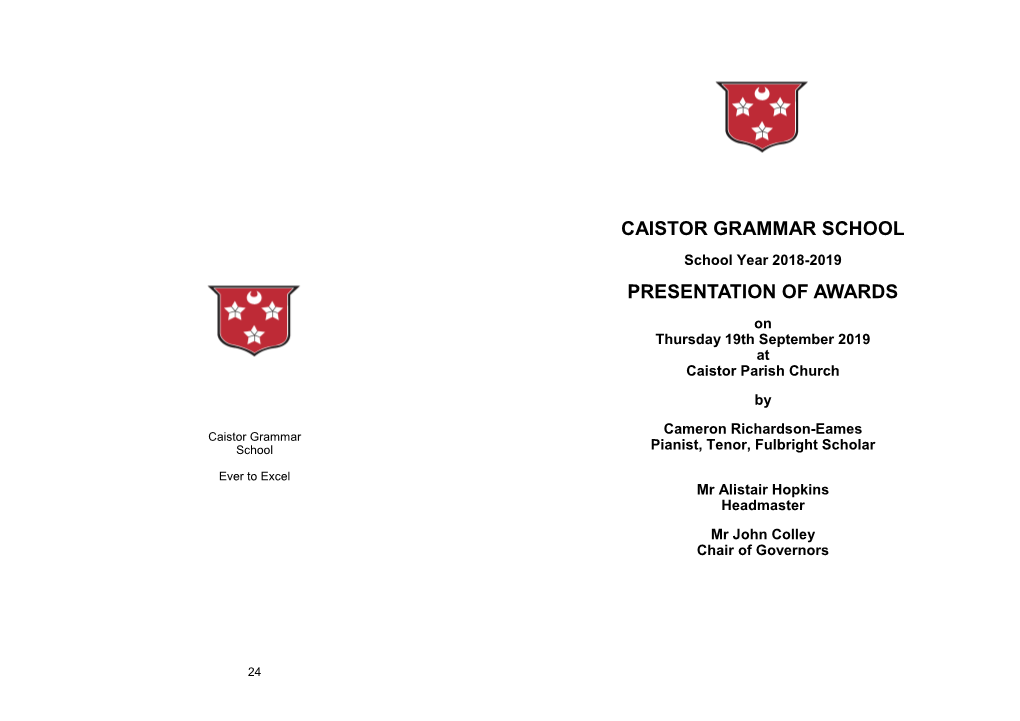 Caistor Grammar School Presentation of Awards