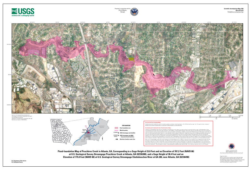Flood-Inundation Map of Peachtree Creek in Atlanta, GA