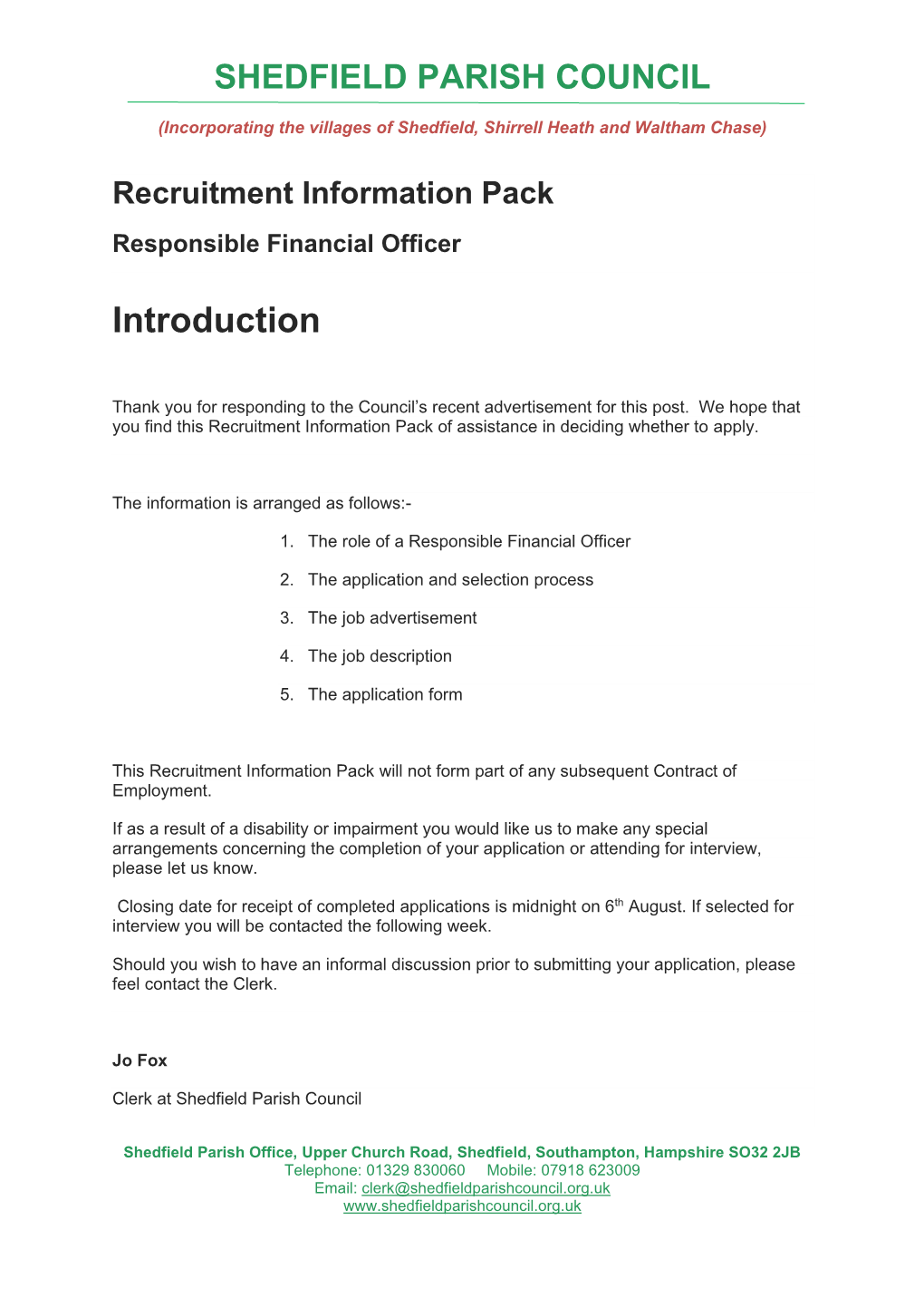 RFO Recruitment Pack