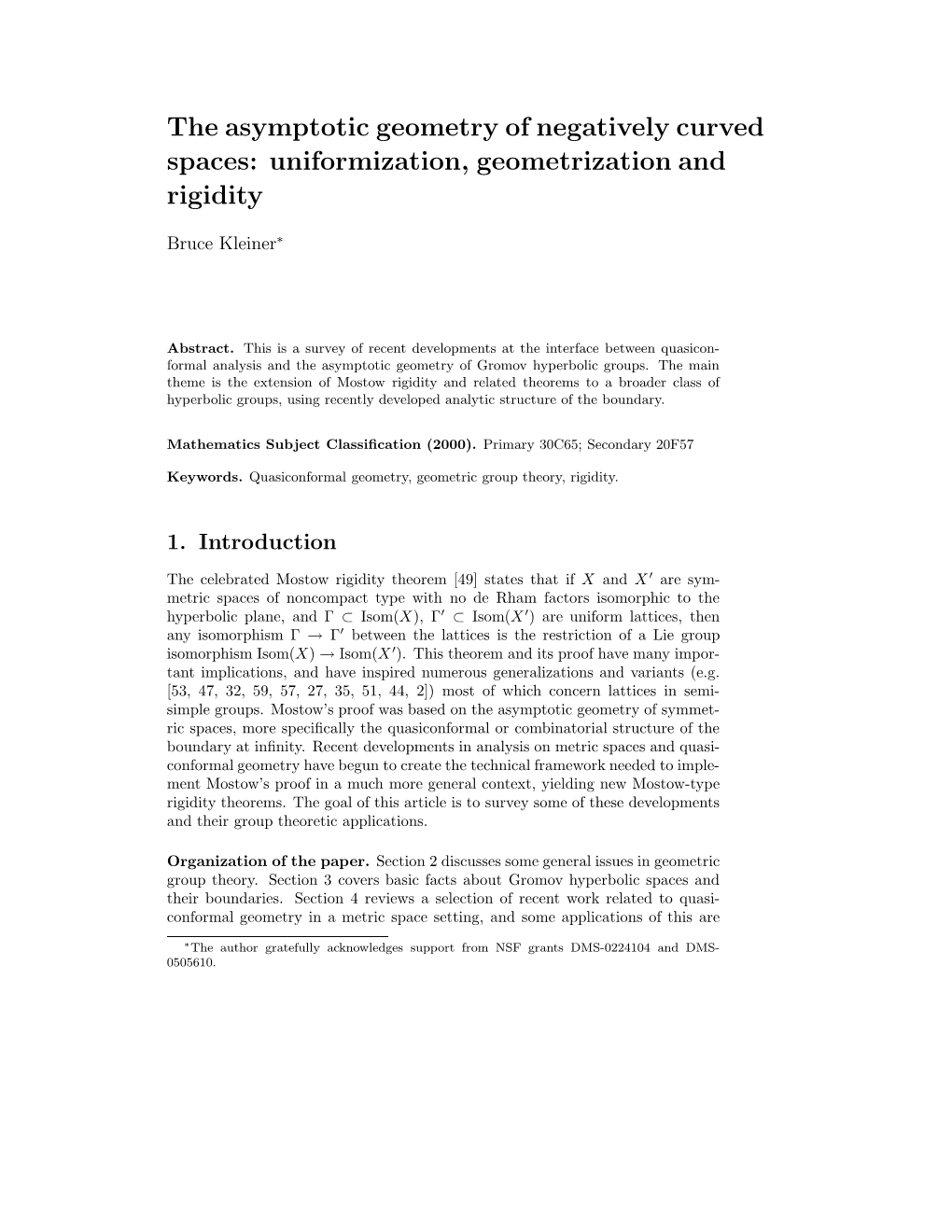 The Asymptotic Geometry of Negatively Curved Spaces: Uniformization, Geometrization and Rigidity