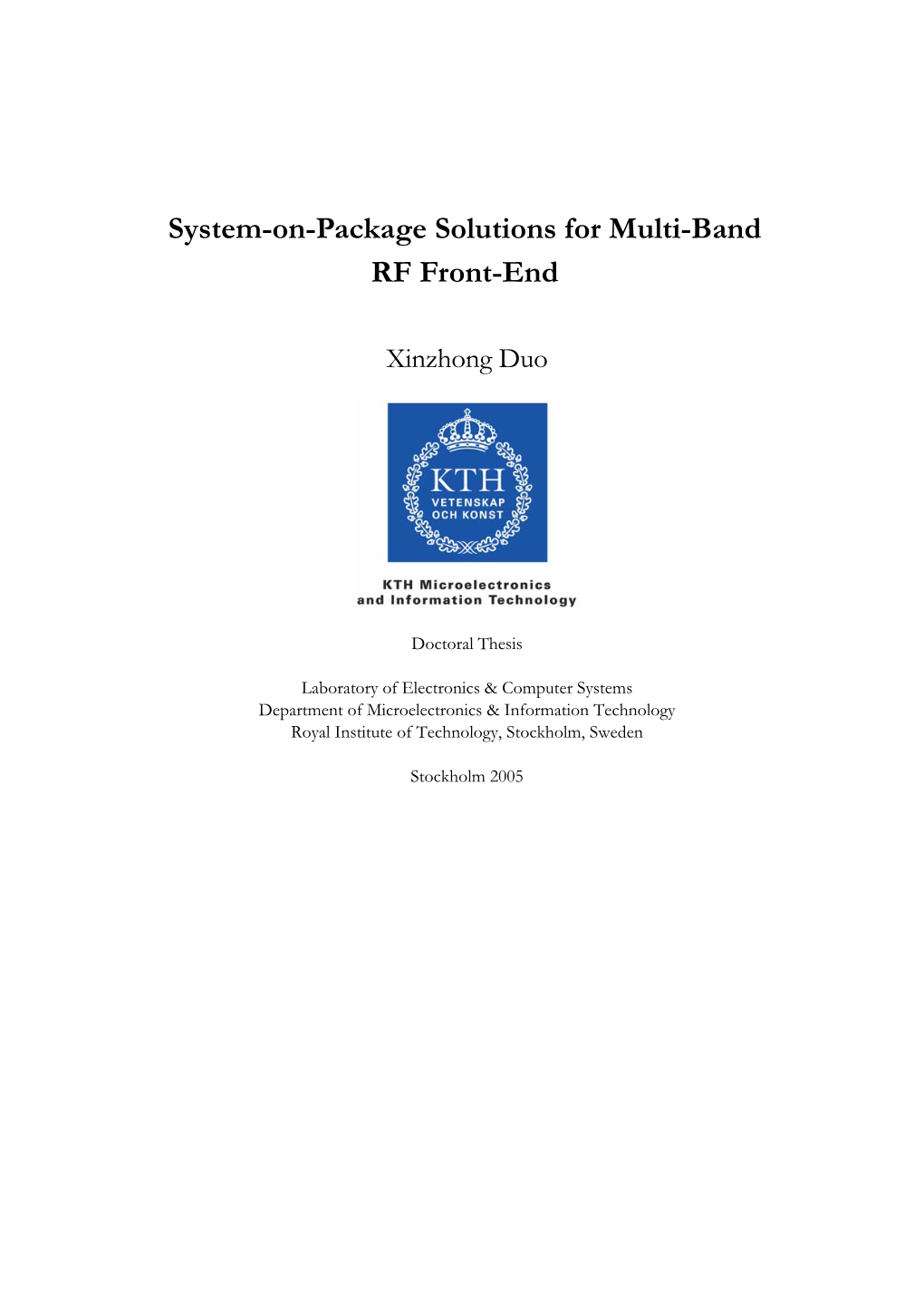 System-On-Package Solutions for Multi-Band RF Front-End