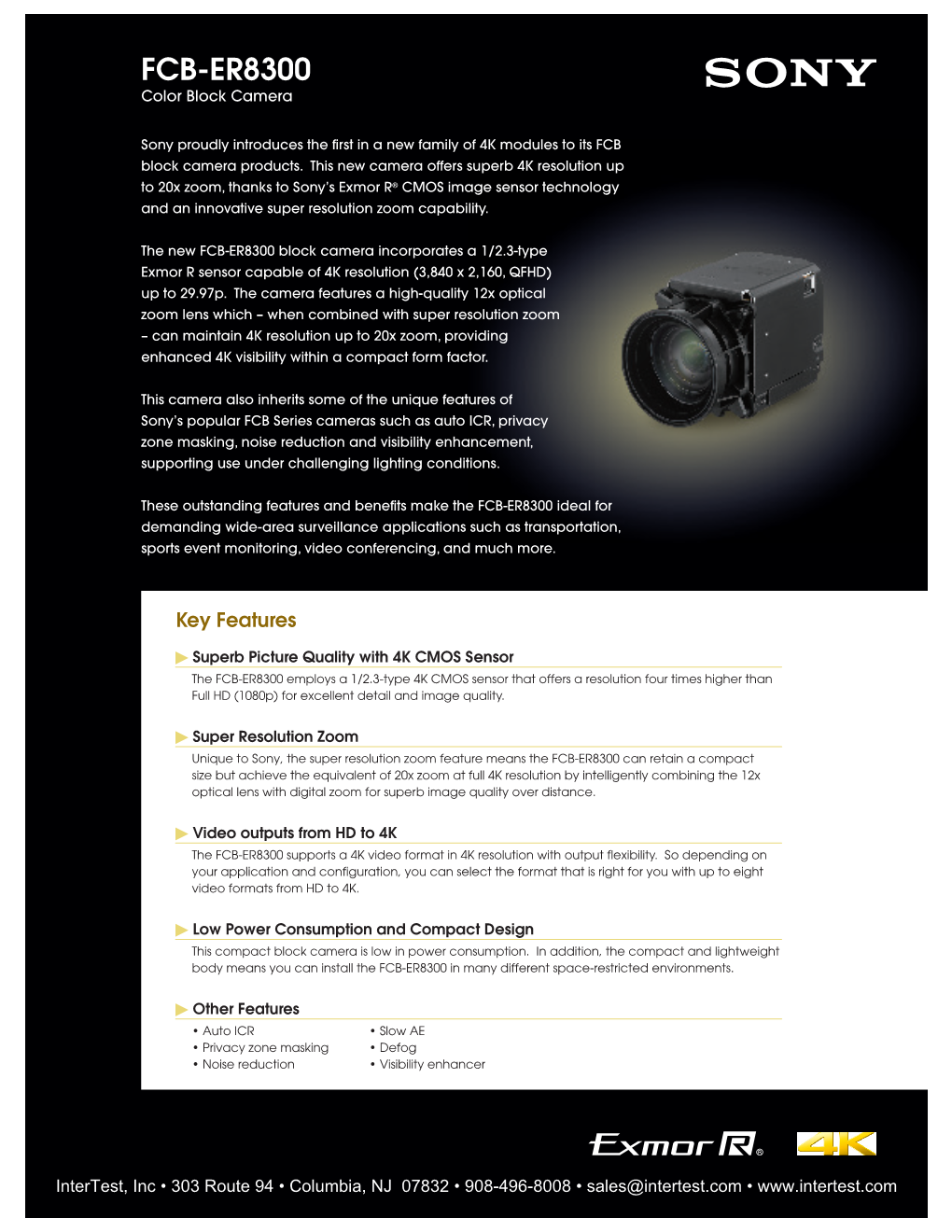 Sony FCB-ER8300 4K Camera Brochure