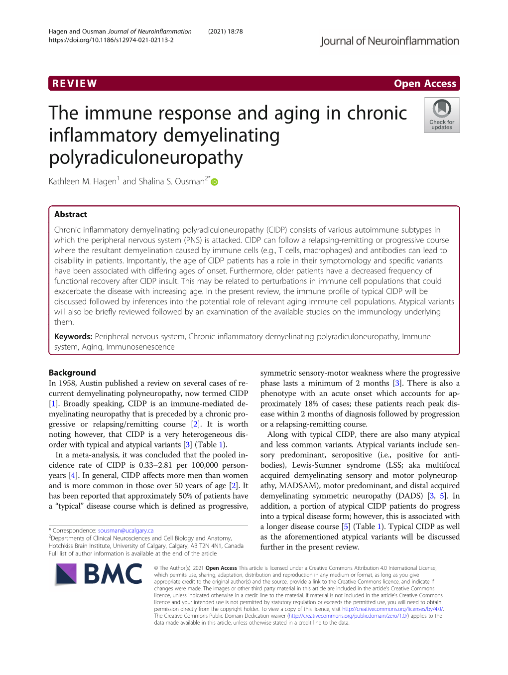 The Immune Response and Aging in Chronic Inflammatory Demyelinating Polyradiculoneuropathy Kathleen M