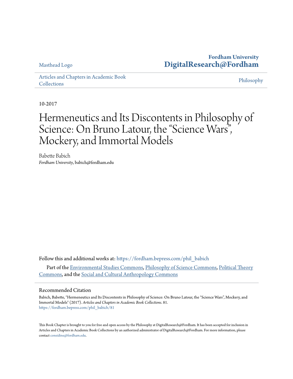 Hermeneutics and Its Discontents in Philosophy of Science: on Bruno