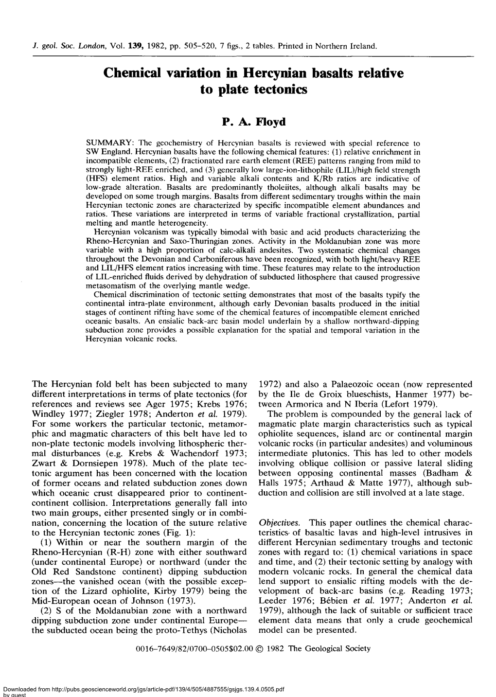 Chemical Variation in Hercynian Basalts Relative to Plate Tectonics