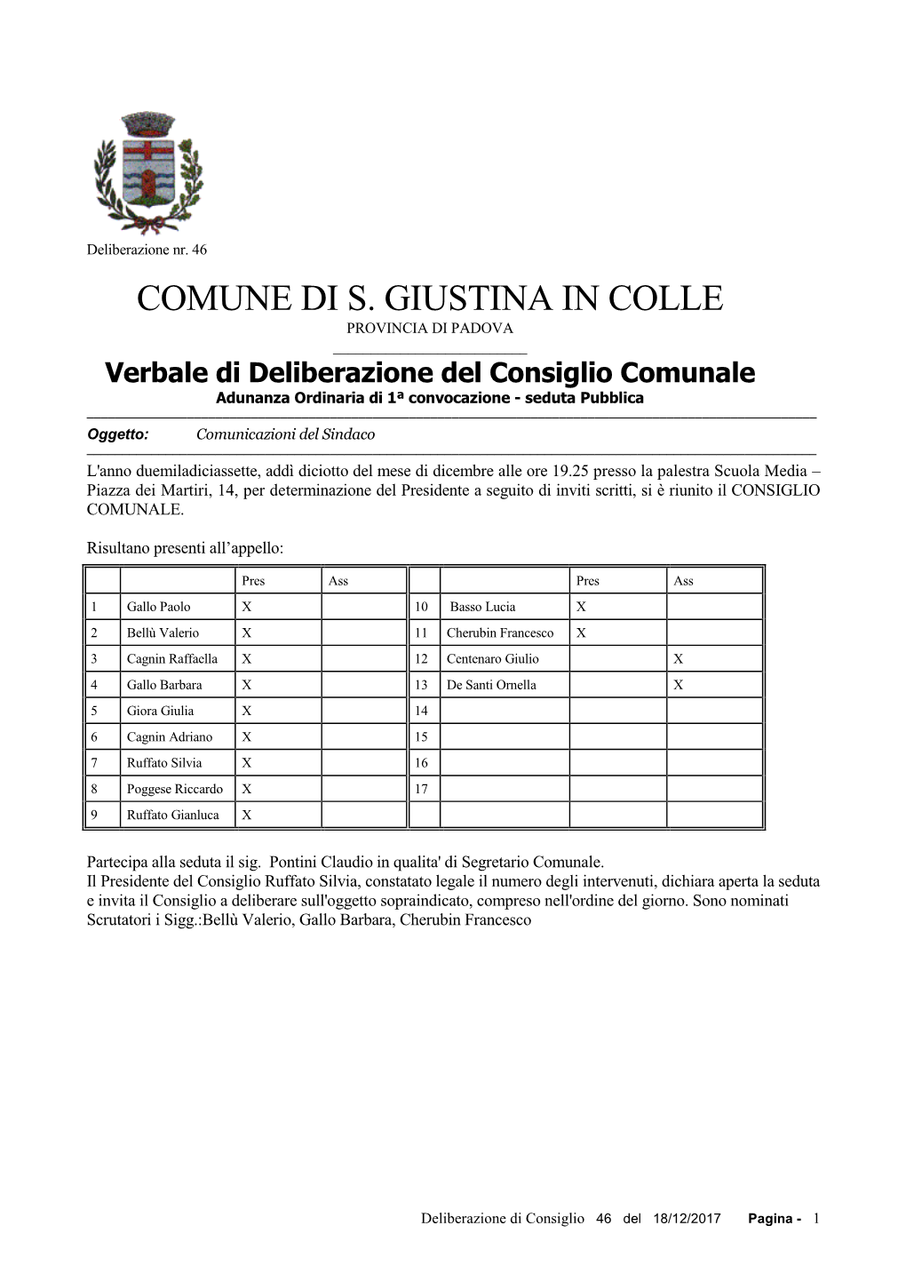 Comune Di S. Giustina in Colle