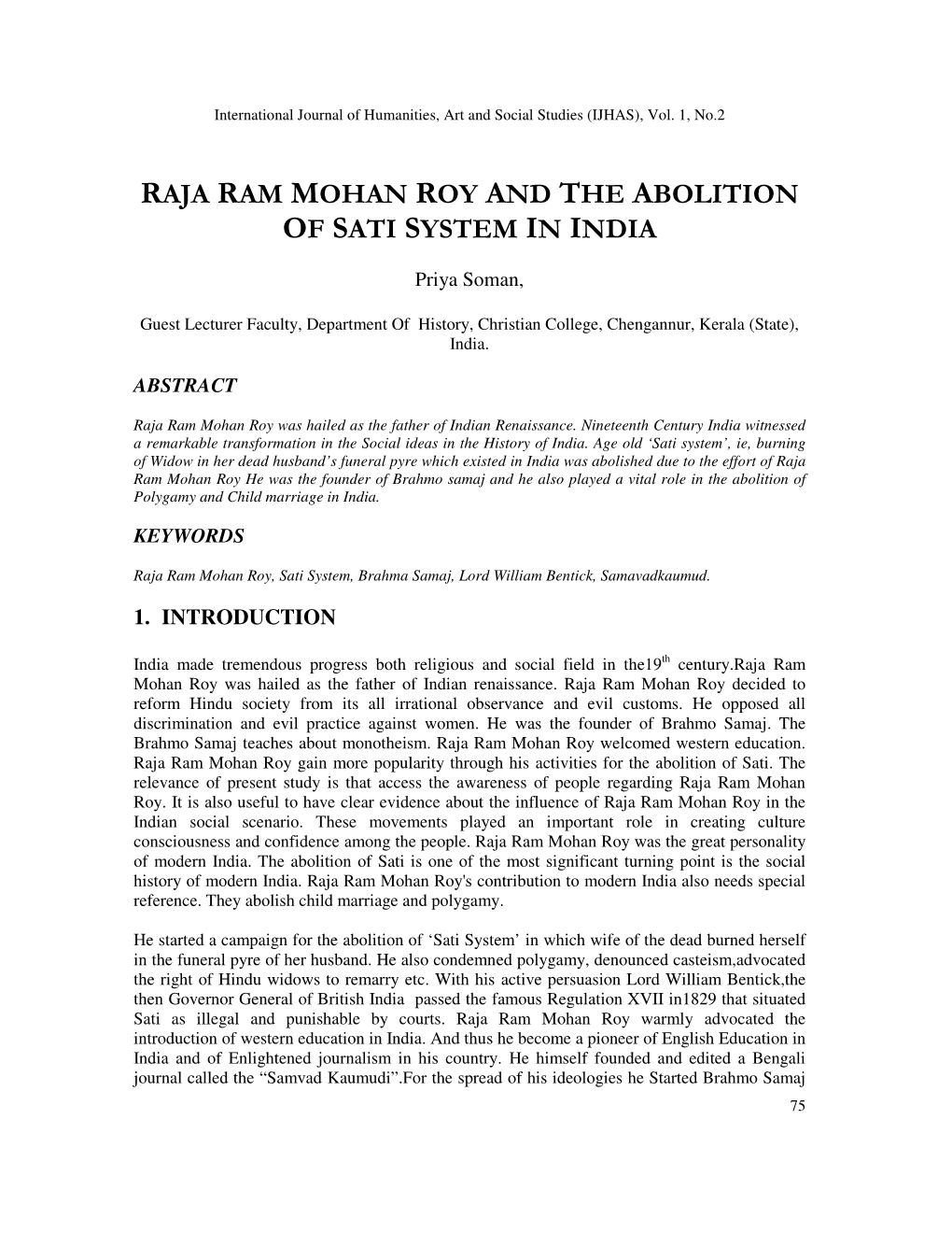 Raja Ram Mohan Roy and the Abolition of Sati System in India