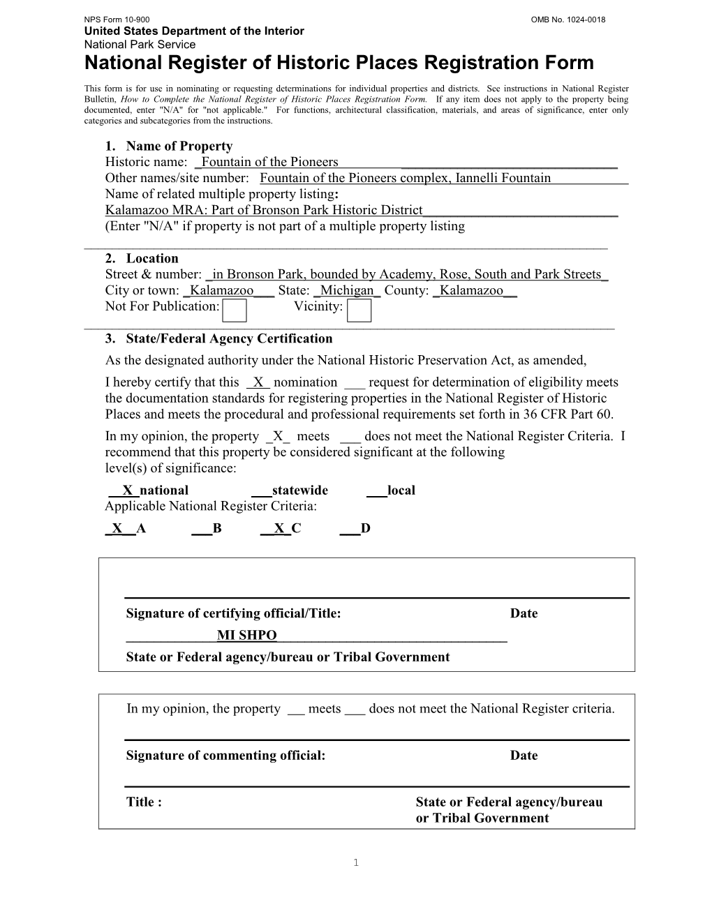 National Register of Historic Places Registration Form