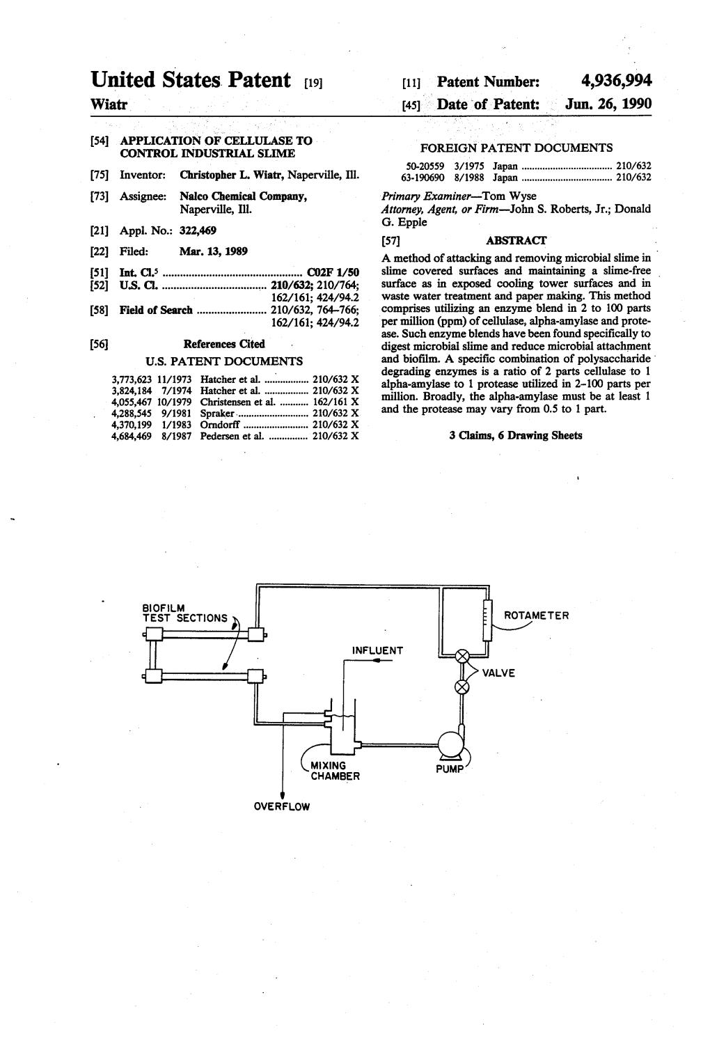 United States Patent (19) 11 Patent Number: 4,936,994 Wiatri (45) Date of Patent: Jun